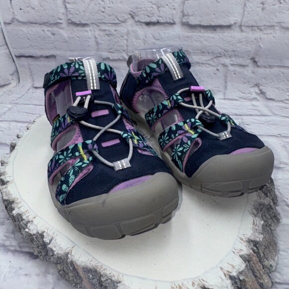 Keen Seacamp CNX Girls Lilac Sky Blue/Purple Floral Water Sandals Size 5 - Picture 2 of 12